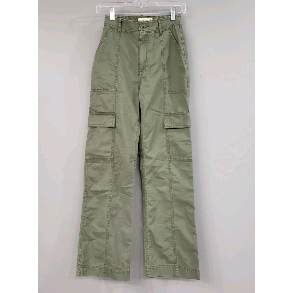 Abercrombie & Fitch Cargo Pants SZ 0 / 25 Cotton Twill Utility Baggy Loose Fit